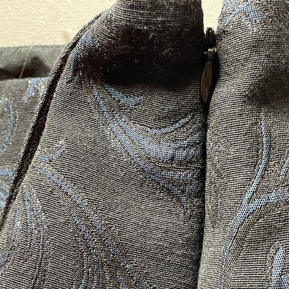 Loft Black Mini Blue Fronds Embossed Jacquard Lined Skirt size 6 - Picture 5 of 7